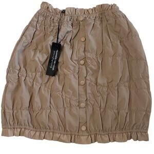 Maniere de Voir Ruched Ruffle Padded Mini Skirt  Size 10 Neutral NEW read club